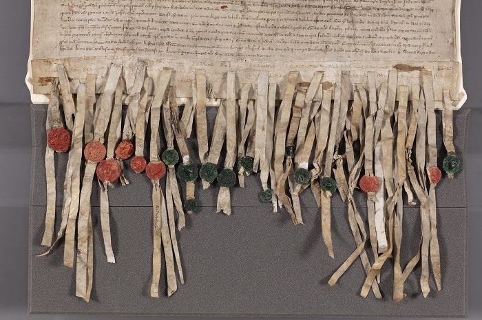 detail of the Declaration of Arbroath showing seals