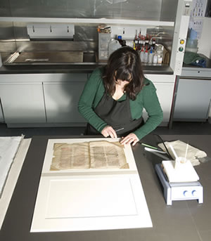 Image showing conservator preparing record for exhibition