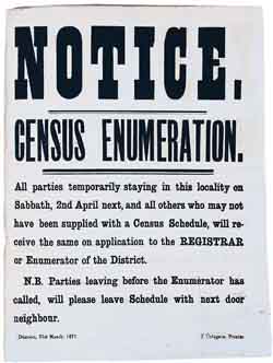 Image of a census notice, Dunoon, 31 March 1871