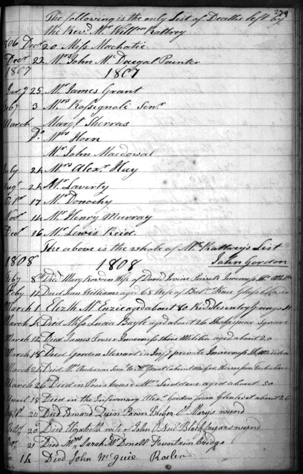 Example from a register of deaths 