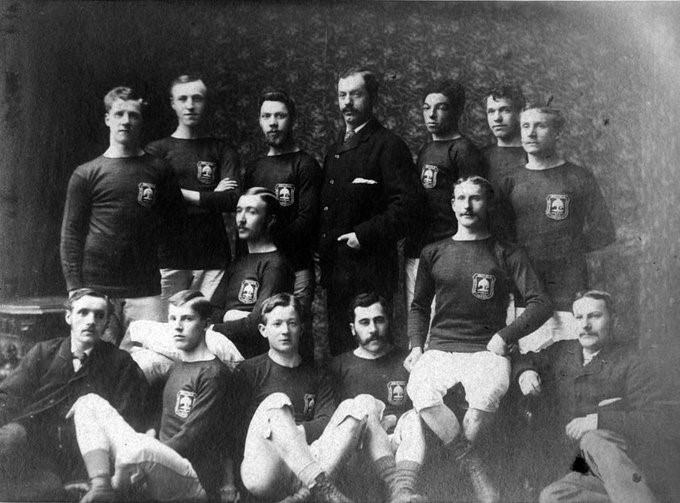Andrew Watson, back row, third from right with the Glasgow Select Team in 1880. Image credit: Scottish Football Museum collection