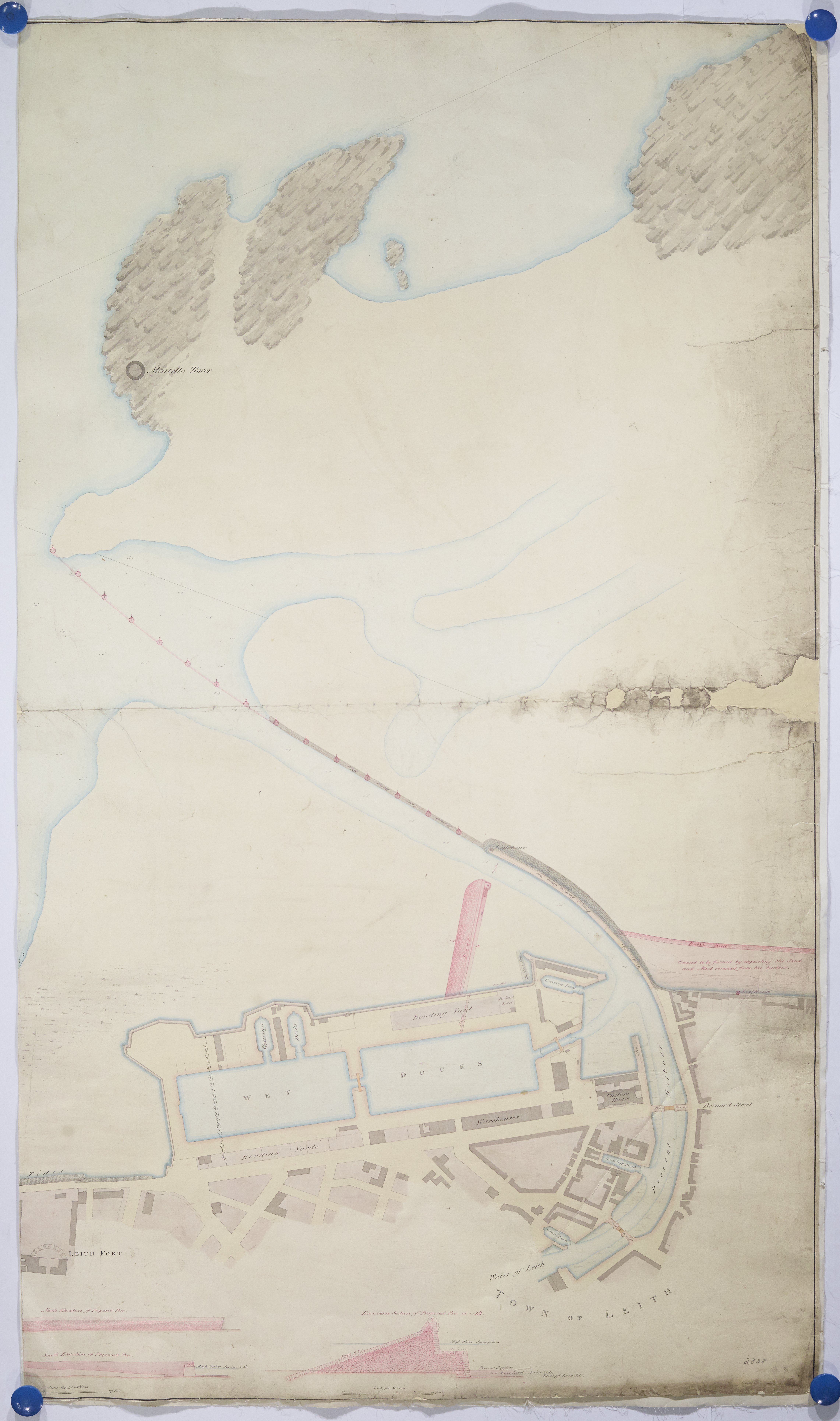 Plan of the harbour of Leith "in its present state showing the proposed pier and other improvements": Crown copyright. National Records of Scotland, RHP2808
