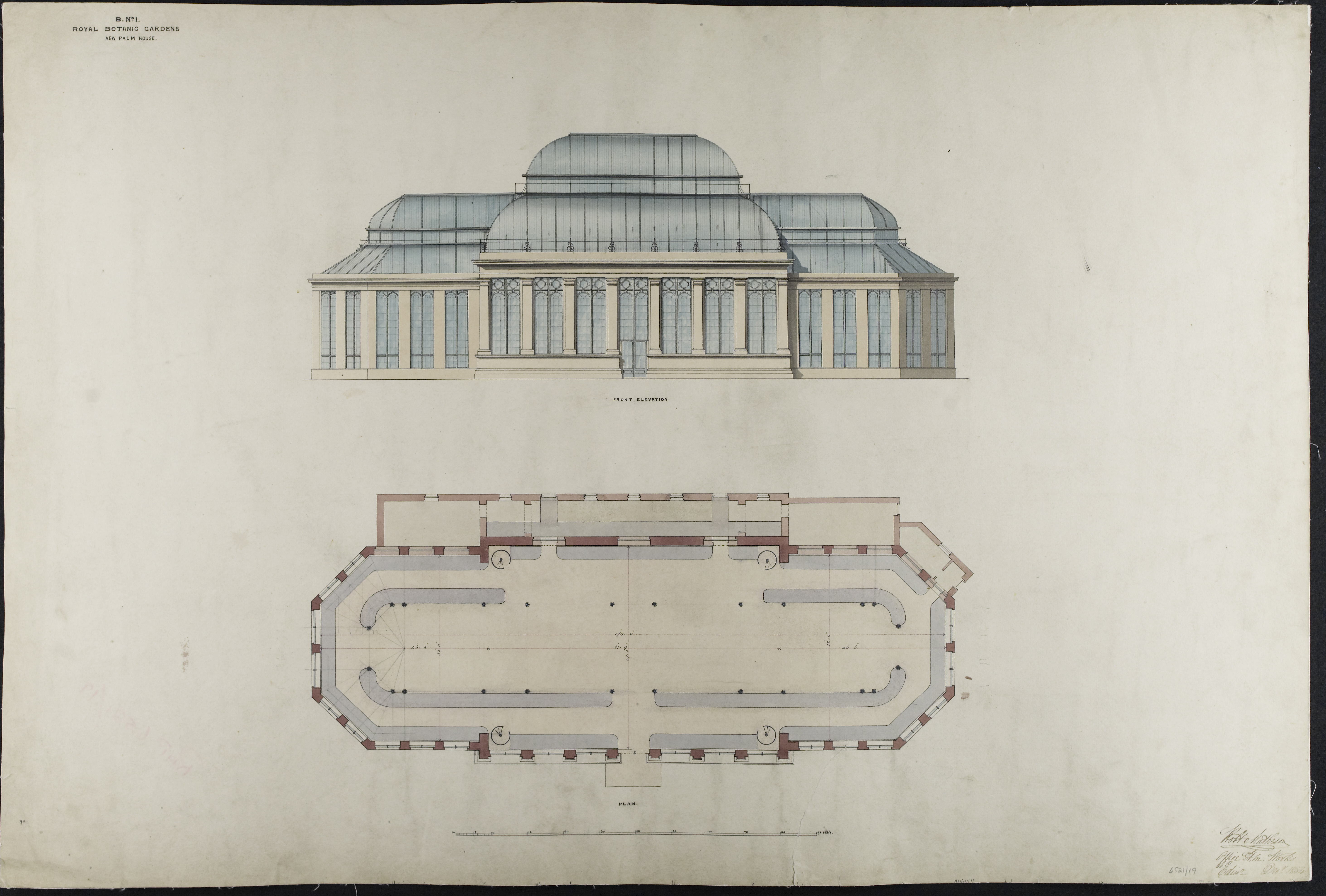 Plan of the New Palm House, Royal Botanic Garden, Edinburgh