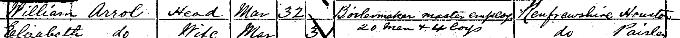 1871 Census record for William Arrol