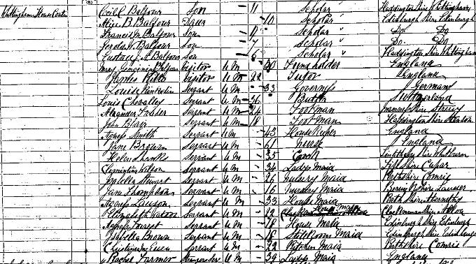 1861 Census record for Arthur James Balfour, page 6