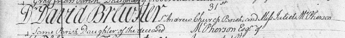 Marriage entry for David Brewster