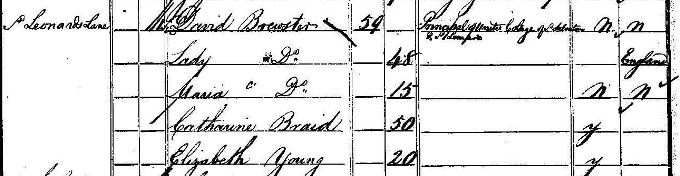 1841 Census record for David Brewster