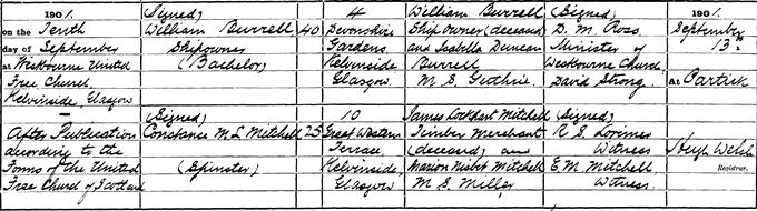 Marriage entry for William Burrell