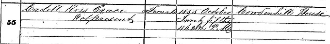 Birth entry for Grace Cadell part 1