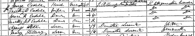 1861 Census record for Grace Cadell
