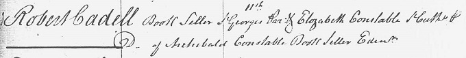 Marriage entry for Robert Cadell - 1817