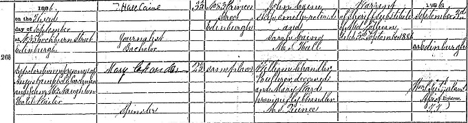 Marriage entry for Hall Caine