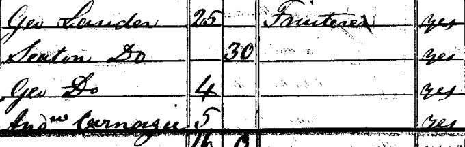 1841 Census record for Andrew Carnegie