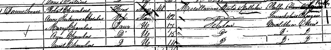 1851 Census record for Robert Chambers, page 19