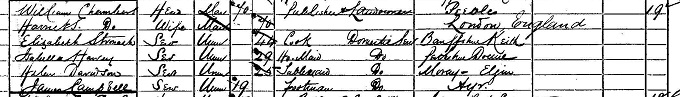 1871 Census record for William Chambers