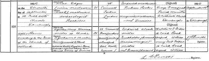 Marriage entry for Agatha Christie