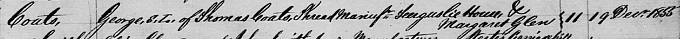 Birth entry for George Coats