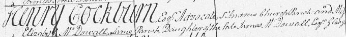 Marriage entry for Henry Cockburn