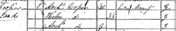 1841 Census record for Archibald Scott Couper