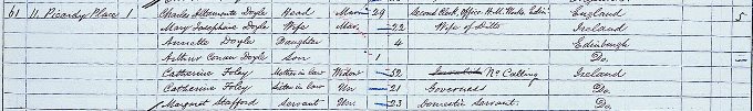 1861 Census record for Arthur Conan Doyle