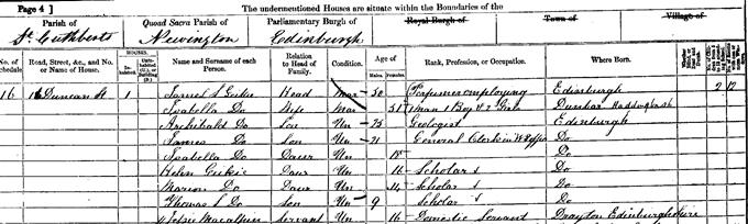 1861 Census record for James Geikie