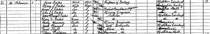 1901 Census record for James Geikie