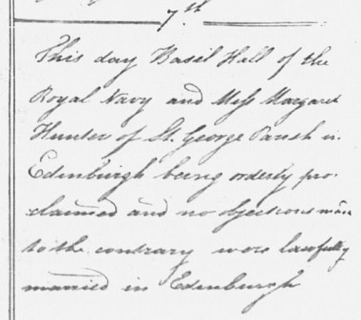 Marriage entry for Basil Hall - Oldhamstocks