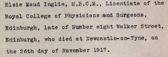 Detail from inventory of Elsie Inglis' estate