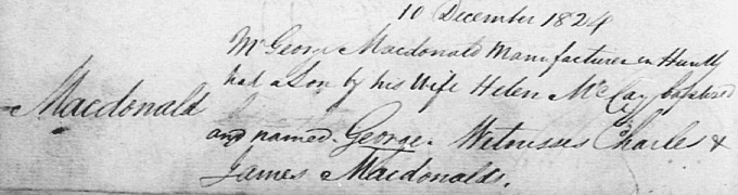 Baptism entry for George MacDonald