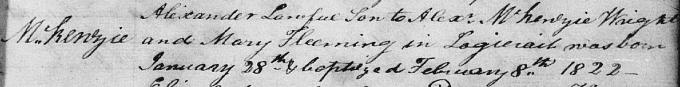Birth and baptism entry for Alexander Mackenzie