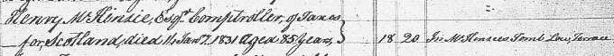 Death and burial entry for Henry Mackenzie