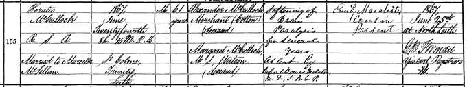 Death entry for Horatio McCulloch