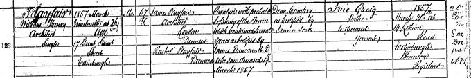 Death entry for William Henry Playfair