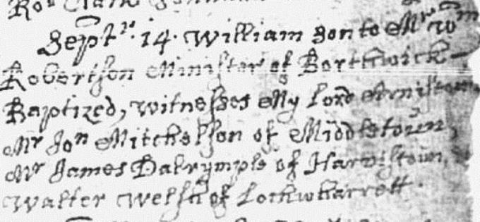 Baptism entry for William Robertson