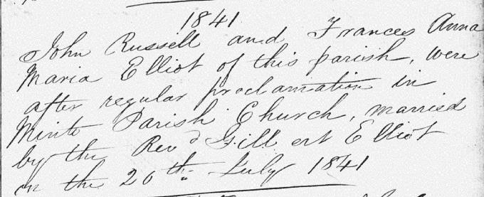 Marriage entry for John Russell