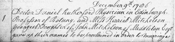 Marriage entry for Daniel Rutherford
