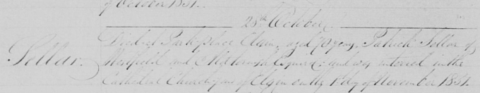 Death and burial entry for Patrick Sellar