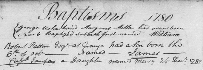 Baptism entry for Mary Somerville nee Fairfax