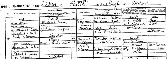 Marriage entry for William Clark Souter