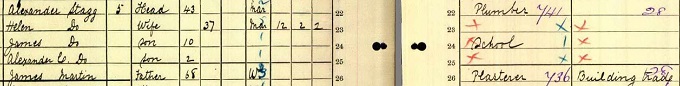 1911 Census record for James Stagg