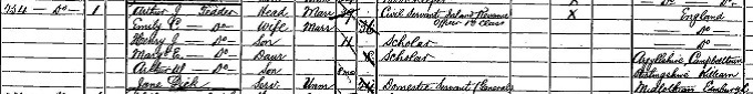 1891 Census record for Arthur Tedder