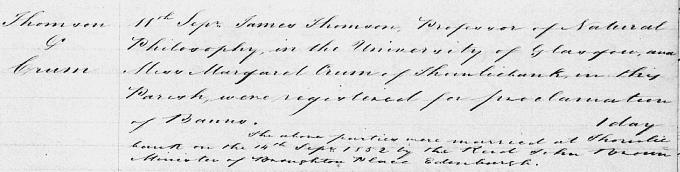 Marriage entry for William Thomson - Eastwood