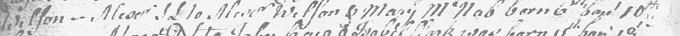 Birth and baptism entry for Alexander Wilson (ornithologist)