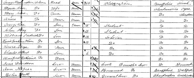 1871 Census record for George Washington Wilson