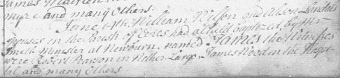 Baptism entry for James Wilson