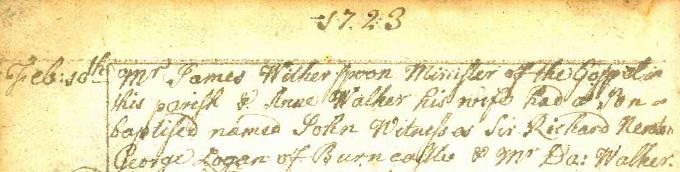 Baptism entry for John Witherspoon
