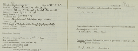 Section of Field Book entry for Royal Exchange Buildings, showing 'see case' references (National Records of Scotland, IRS67/123 Ward 10 entry 352).