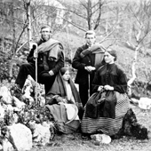  Photograph of estate workers, Andrew Clark, Flora Gillies, Willie Hall and Minnie Hall, on Invercreran Estate, 1866 (Crown Copyright, National Records of Scotland, GD1/1208/1/64)