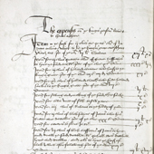 Image of the first official recorded mention of tartan, 24 March 1538 (Crown Copyright, National Records of Scotland, E21/34/63/1)