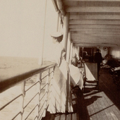 Photograph of a woman passenger gazing out to sea on a Caribbean voyage, 1905 (Crown Copyright, National Records of Scotland, GD1/585/21)